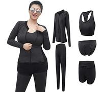 MYENA Damen-Badeanzug Plus Größe 4XL-5XL Neoprenanzug Kurzes Oberteil mit Reißverschluss vorne Große Neoprenanzüge und Shorts Surf-Badeanzug Surfen Schnorcheln,Schwarz,5XL