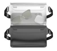 MyGadget 2X wasserdichte Taschen [ 22 x 15.5 cm ] - IPx8 Waterproof - Bauchtasche mit dreifach verschließbaren Verschluss & verstellbaren Gurt in Transparent & Grau