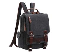 Mygreen Canvas Segeltuch Umhängetasche Cross-Body 13-Inch Laptop Messenger Bag Schulter Rucksack (Schwarz-Reißverschluss Schultergurt)