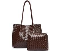 Myhozee Handtasche Damen Mittelgroß Tote - Wasserdicht PU Leder Shopper Tasche Damen mit Magnetverschluss & Kleiner Tasche - Tote Bag Taschen für Arbeit, Uni, Büro & Alltag Kaffee