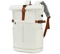 Myhozee RollTop Rucksack Herren Damen 25L-30L LaptopRucksack Schulrucksack für Uni Fahrrad Freizeit Job Sport Reisen, Radsport Stylische Tagesrucksack Waderrucksack mit Laptopfach & Schuhfach - Beige