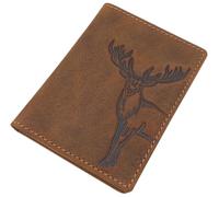 myledershop Büffel-Vollleder Ausweisetui/Ausweishülle/Kreditkartenetui mit Hirsch-Motiv und RFID & NFC Schutz in Braun