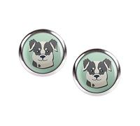 Mylery Ohrstecker Paar mit Motiv Hund Border Collie silber 12mm
