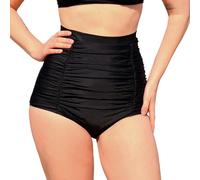 MYLILY Shape Bikini Hose Damen mit Raffungen Schwarz | High Waist Bikinihose Bauchweg mit Shaping Effekt (L)