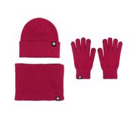 MYLLJBD Mütze Schal Set Mädchen 3 In 1 Wintermütze, Mütze, Schal, Handschuhe, Thermo-strickmütze, Weich Gebürstetes Innenfutter, Elastischer Rundhals, Verdicken-jujube Rot