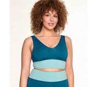 MYMARINI Wendbares Yogatop mit Shape-Effect aus ECONYL Eucalyptus-Petrol L