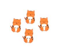 MYMERCERIE 6 Stück Katzenknöpfe mit 2 Löchern, rote Katze, Tiger, aus Holz, 27 mm