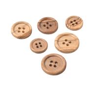 MYMERCERIE Set mit 6 Holzknöpfen, kleiner Rand, 4 Löcher, Naturholz, Größe 13 mm