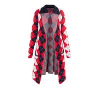 Mymo Strickjacke Damen Schwarz Rot Mehrfarbig XS