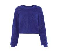 myMo Women's Damen Lässiger, verkürzter Strickpullover Recycled Polyester Blau Größe XL/XXL Pullover Sweater