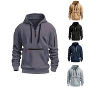 Mymyguoe 1/4 Zip Hoodie Herren Langarm Kapuzenpullover Herbst Winter Warm Pullover Mit Kapuze Casual Kapuzenjacke Sweatshirt Kordelzug Hoody Mit Tasche Multifunktionelle Sportshirts Sweatjacke