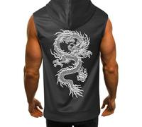 Mymyguoe Backprint Hoodie Herren Muskelshirts Gym Fitness Shirt Bodybuilding Laufshirt Tees Tops Sweatshirt Tank Top Kapuzenpullover Ärmellose T Shirts Drache Druck Achselshirts