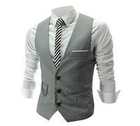 Mymyguoe Businessweste Herren V-Ausschnitt Anzugweste Hochzeit Anzug Westen Party Kellner Uniform Ärmellos Sakko Casual Formelle Kleidweste Herrenwesten Mit Knöpfen Slim Fit Smokingweste