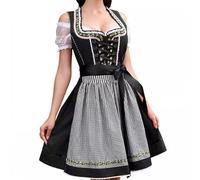 Mymyguoe Dirndl Damen Kurz 3Tlg. Dirndl-Komplettsets Set Für Oktoberfest Besondere Anlässe Midi Trachtenkleid Trachtenmode Kleid Kariert Dirndlkleid Mit Schürze Trachtenrock Dirndelkleider