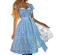 Mymyguoe Dirndl Damen Midi Trachtenkleid 3Tlg Mit Schürze Dirndlbluse Schulterfrei Trachtenmode Für Oktoberfest Dirndlkleid Mit Spitzenschürze Traditionelles Mit Modernem Flair Dirndl-Komplettsets