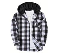 Mymyguoe Flanellhemd Herren Langarmshirt Holzfällerjacke Vintage Plaid Freizeitjacke Farbblock Mit Kapuze Holzfällerhemd Kapuzenpullover Hemdjacke Kariert Wattiert Jacke