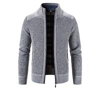 Mymyguoe Fleecejacke Herren Cardigan Strickjacke Strickmantel Dirndl Modern Trachten Übergangsjacke Stehkragen Trachtenjacke Trachtenjanker Oktoberfest Outfit Sweatjacke Vintage