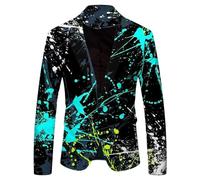 Mymyguoe Graffiti Sakko Herren Blazer Langarm Bunt Anzugjacket Funky Anzug Suit Neon Farbigen Anzugsakko Lgbt Pride Stolzmonat Jackett Abschlussball Karneval Kostüm Herrenanzug