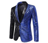 Mymyguoe Herren Pailletten Sakko Faschingskostüme Festlich Outfit Sakkos Jacket Herrenjacke Karneval Kostüm Gold Glitzer Blazer Glänzend Smokingjacke Sparkle Anzugjacke Hochzeit Party