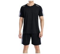 Mymyguoe Herren Schlafanzug Kurz Pyjama Kurz Sleepwear Nightwear Nachtwäsche Set Sommer Kurzarm Pyjamas Oberteil Und Stretch Shorts Zweiteiler Pyjamaset Weich Leicht Nightwear Set Für Männer