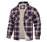 Mymyguoe Holzfällerjacke Herren Kariertes Flanelljacke Fleece Gefüttert Collegejacke Große Größen Warme Hemdjacke Karohemd Umlegekragen Arbeitsjacke Übergangsjacke