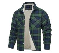 Mymyguoe Holzfällerjacke Herren Kariertes Flanelljacke Fleece Gefüttert Collegejacke Große Größen Warme Hemdjacke Karohemd Umlegekragen Arbeitsjacke Übergangsjacke
