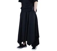 Mymyguoe Japanische Harajuku Kimono Hose Herren Hakama Samurai Hose Schwarz Unregelmäßig Samurai Hakama Haremshose Herren Damen Yoga Ninja Hose Trousers Kendo Samurai Rock Japanischer Stil