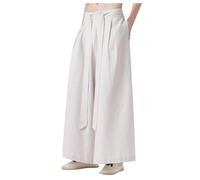 Mymyguoe Japanische Weiche Yogahose Herren Eisseide Hakama-Kung-Fu-Hose Hakama-Kung-Fu-Hose Aus Eisseide Für Herren Mit Weitem Saum Wushu-Kimono Chinesische Weithose Hip Hop Baggy Hose