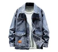 Mymyguoe Jeansjacke Herren Biker Style Jeans Jacket Distressed Lose Langarm Große Größen Truckerjacke Coat Trucker Jacke Vintage Denimjacke Baumwolle Jeansmantel Cowboy Übergangsjacke