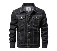 Mymyguoe Jeansjacke Herren Western Sommerjacke Oversized Baumwolle Jeansmantel Cowboy Übergangsjacke Denim Trucker Jacken Mit Druckknopf Biker Style Jeans Jacket Denimjacke