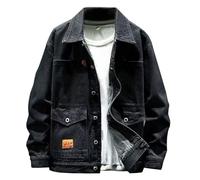 Mymyguoe Jeansjacke Herren Western Sommerjacke Oversized Baumwolle Jeansmantel Cowboy Übergangsjacke Denim Trucker Jacken Mit Druckknopf Biker Style Jeans Jacket Denimjacke