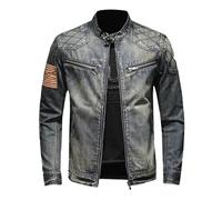 Mymyguoe Jeansjacke Herren Western Sommerjacke Oversized Baumwolle Jeansmantel Cowboy Übergangsjacke Denim Trucker Jacken Mit Druckknopf Biker Style Jeans Jacket Denimjacke