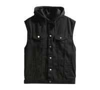 Mymyguoe Jeansweste Herren Mit Kapuze Denim Weste Ärmellose Sweat-Jacke Jeansjacke Cardigan Top Outwear Kapuzenweste Freizeitweste Schlanke Jacke Trucker Weste Sweatjacke