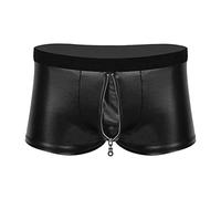 Mymyguoe Mesh Boxershorts Herren Leder Kurz Hose Mit Reißverschluss Transparent Wetlook Sexy Unterwäsche Erotische Dessous Erotik Reizwäsche Für Männer Trunks Panty Gogo Club Swinger Kleidung