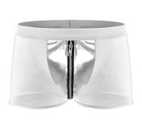 Mymyguoe Mesh Boxershorts Herren Leder Kurz Hose Mit Reißverschluss Transparent Wetlook Sexy Unterwäsche Erotische Dessous Erotik Reizwäsche Für Männer Trunks Panty Gogo Club Swinger Kleidung