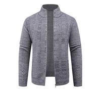 Mymyguoe Norweger Pullover Herren Herbst Winter Strickpullover Slim Fit Strickjacke Cardigan Nordisches Strickmantel Grobstrick Mit Stehkragen Strickwaren Strickpulli Wollpullover
