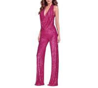 Mymyguoe Pailletten Overall Damen Schulterfrei Jumpsuit Cocktail Party Festlich Overalls Hosenanzug Sexy Onesie Festlich Outfit Neckholder Rückenfrei Freizeitanzug Einfarbi Lang Romper