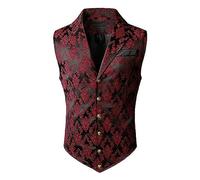 Mymyguoe Paisley Jacquard Anzugweste Herren Elegant V-Ausschnitt Casual Übergangswesten Halloween Vest Smokingweste Paisleyweste Slim Fit Gentleman Herrenwesten Trachtenweste
