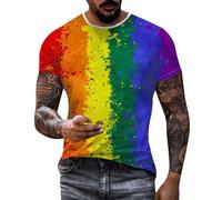 Mymyguoe Regenbogen T-Shirts Herren Kurzarm Oversized Tshirt Bunt Rainbow T-Shirt Mit Aufdruck Modische Farbverlauf Tee Shirt Coole Streetwear Oberteil Streetstyle Tshirts Lustig Neuartiger Tops