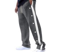 Mymyguoe Reha Hose Damen Und Herren Trainingshose Mit Seitlicher Knopfleiste Zum Öffnen Button Up Sporthose Freizeithose Jogginghose Sportswear Weites Bein Arbeitshose Lässig Sportswear Mit Tasche