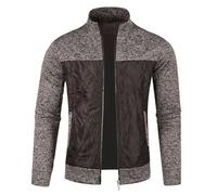 Mymyguoe Strickjacke Herren Cardigan Stehkragen Winterjacke Leicht Funktionsjacke Reißverschluss Leichte Jacke Feinstrickjacke Winter Warme Grobstrick Bierfest Sweatshirt