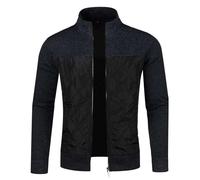 Mymyguoe Strickjacke Herren Cardigan Stehkragen Winterjacke Leicht Funktionsjacke Reißverschluss Leichte Jacke Feinstrickjacke Winter Warme Grobstrick Bierfest Sweatshirt