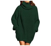 Mymyguoe Strickkleid Damen Rollkragen Pulloverkleid Langarm Oversize Grobstrick Strickpullover Mit Rollkragen Rollkragenpullover Vintage Stricken Langarmshirt Pulli Sexy Sweater Einfarbig Oberteile