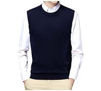 Mymyguoe Sweater Vest Herren Strickweste Businessweste Ärmellose Pullover Casual Business Tanktop Winterweste Winter Warme V-Ausschnitt Pulloverweste Strickpulli