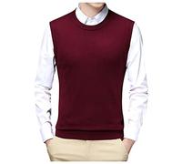 Mymyguoe Sweater Vest Herren Strickweste Businessweste Ärmellose Pullover Casual Business Tanktop Winterweste Winter Warme V-Ausschnitt Pulloverweste Strickpulli