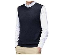 Mymyguoe Sweater Vest Herren Strickweste Businessweste Ärmellose Pullover Casual Business Tanktop Winterweste Winter Warme V-Ausschnitt Pulloverweste Strickpulli