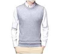 Mymyguoe Sweater Vest Herren Strickweste Businessweste Ärmellose Pullover Casual Business Tanktop Winterweste Winter Warme V-Ausschnitt Pulloverweste Strickpulli