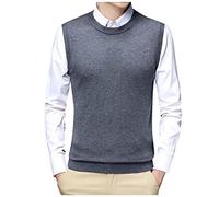 Mymyguoe Sweater Vest Herren Strickweste Businessweste Ärmellose Pullover Casual Business Tanktop Winterweste Winter Warme V-Ausschnitt Pulloverweste Strickpulli