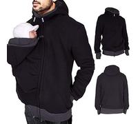 Mymyguoe Umstandsmode Umstandsjacke Herren Fleecejacke Multifunktion Tragejacke Tragemantel Umstandsmantel Winter Warme Känguru Kapuzenpullover Hoodie Papa Mama Babyeinsatz Umstandsjacken