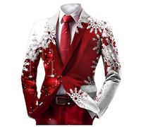 Mymyguoe Weihnachtsjacke Herren Weihnacht Sakko Weihnachtsmotiv Suit Jacket Anzugmantel Business Anzugjacken Weihnachtssakko Sportlich Festliches Outfit Party-Blazer Freizeit Urlaubsblazer